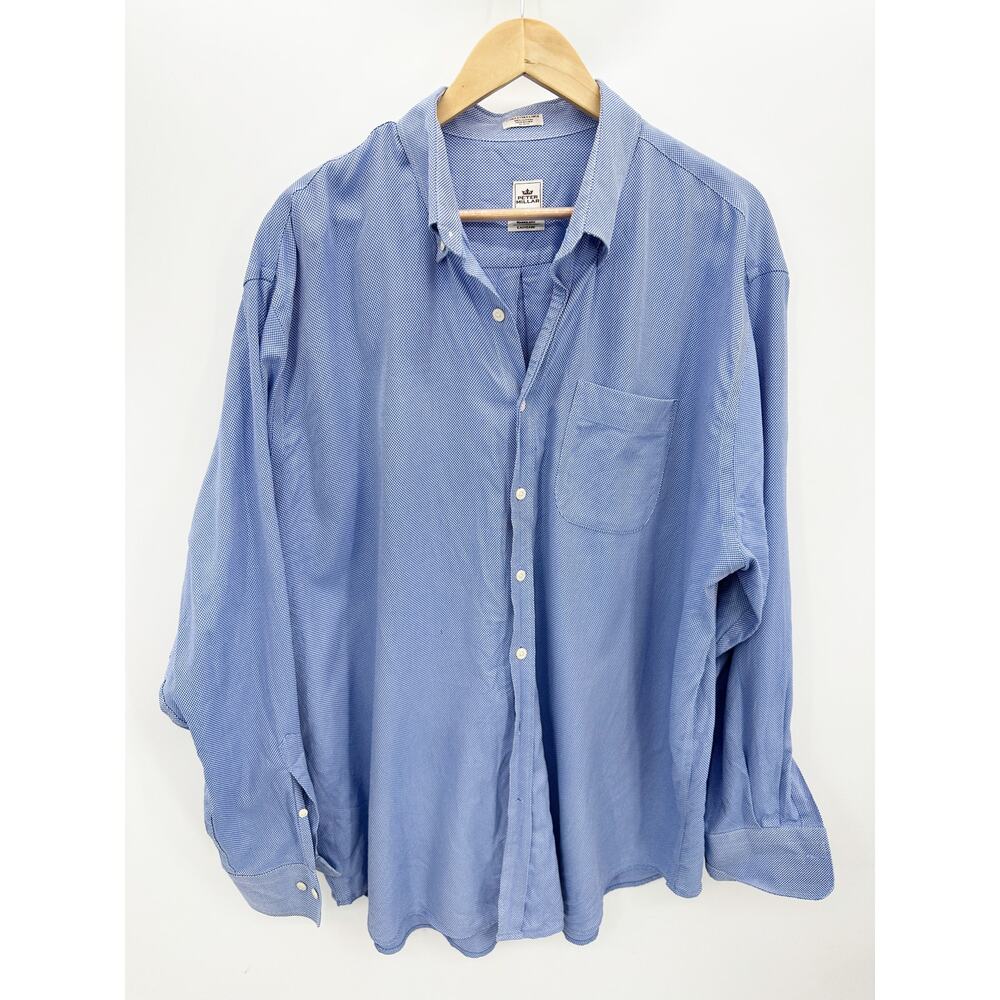 Peter Millar Nanoluxe Blue Dress Shirt Mens XXL Button Down Long Sleeve Cotton